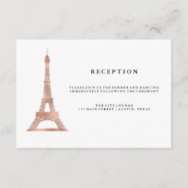 Cartão De Informações Recepção de Casamento da Torre Eiffel em Rosa Dour