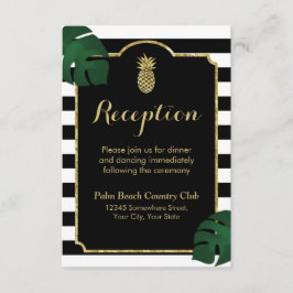 Cartão De Informações Recepção de Casamento de Abacaxi Dourado Havaiano 