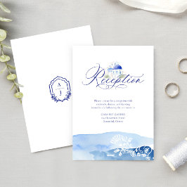 Cartão De Informações Recepção de casamento de Aquarela da Grécia Santor