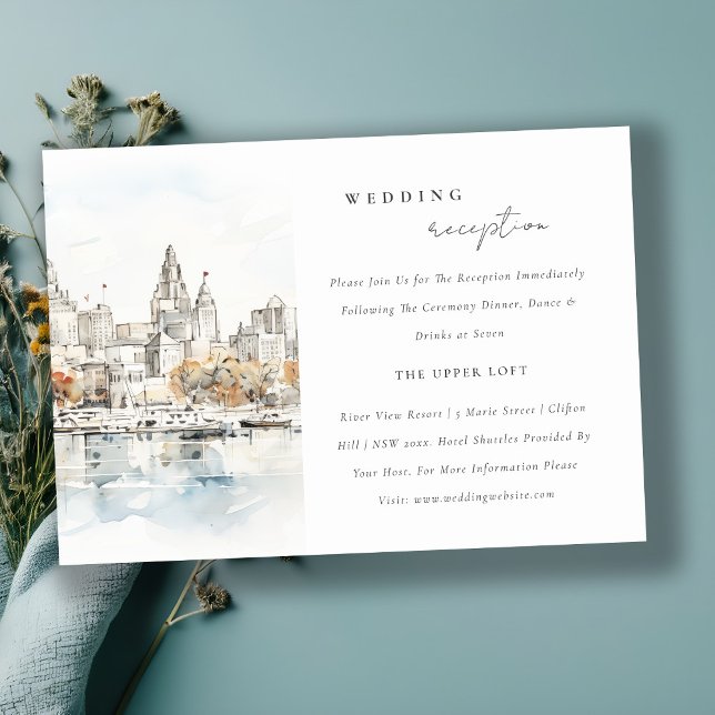 Cartão De Informações Recepção de casamento de Aquarela de Kansas City M (Criador carregado)
