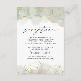 Cartão De Informações Recepção de casamento de Aquarela Verde Dusty Sage