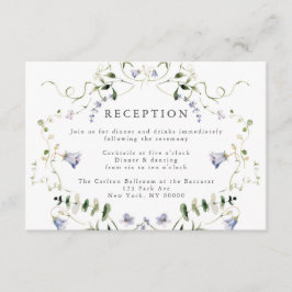 Cartão De Informações Recepção de casamento de Aquarelas Azuis de Flor S