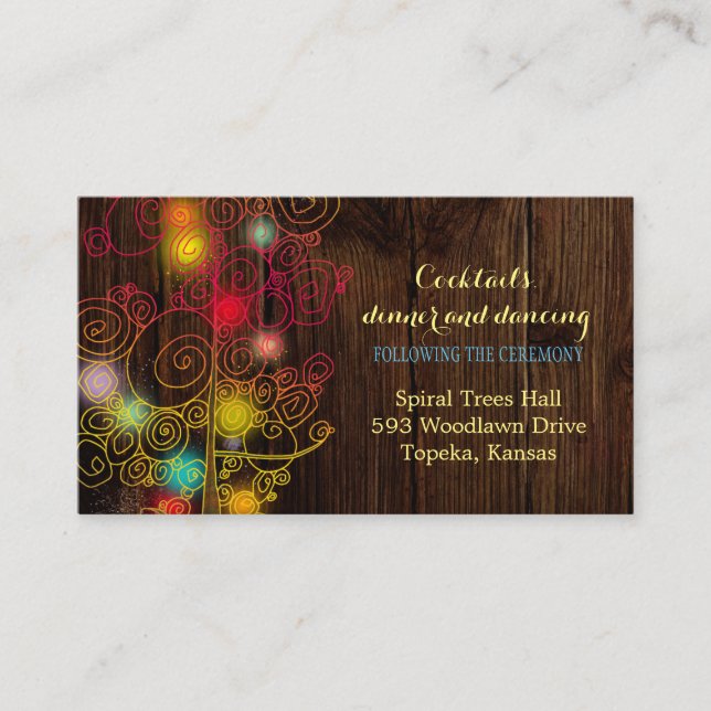 Cartão De Informações Recepção de casamento de Árvore Fairytale (Frente)