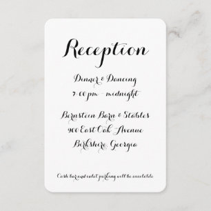 Cartão De Informações Recepção de casamento de Caligrafia com Mão