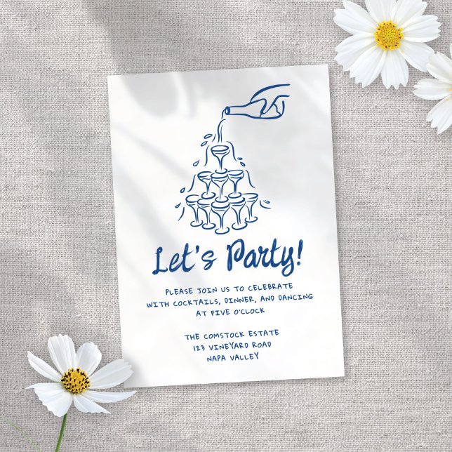 Cartão De Informações Recepção de casamento de cocktails ilustrados Whim (Criador carregado)