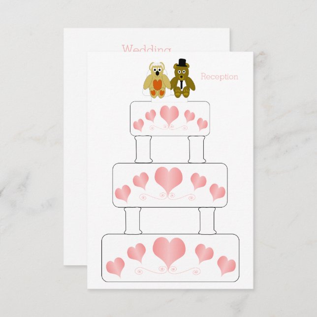 Cartão De Informações Recepção de casamento de Design de Bolo Casado (Frente/Verso)