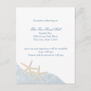 Cartão De Informações Recepção de Casamento de Estrela-do-Mar