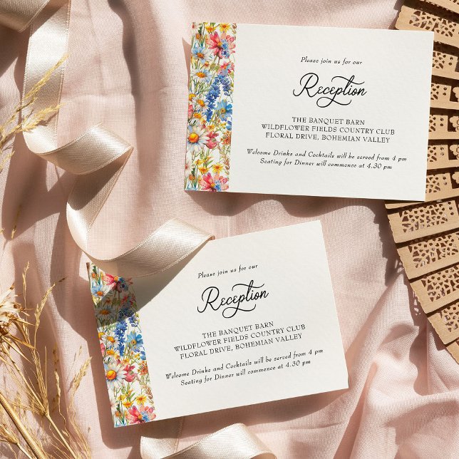 Cartão De Informações Recepção de casamento de flor selvagem (Reception Card from the Country Wildflower wedding collection by Darling & May)