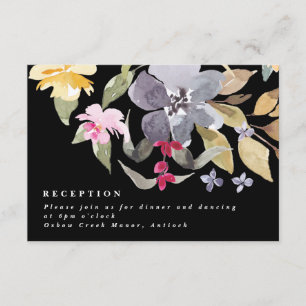 Cartão De Informações Recepção de casamento de Florais de Aquarela Dramá