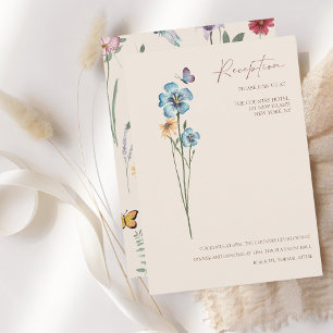 Cartão De Informações Recepção de casamento de Flores Selvagens Colorida