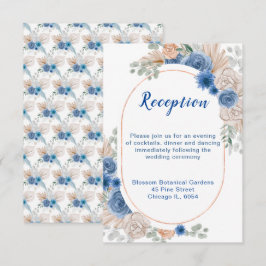 Cartão De Informações Recepção de casamento de Grama Boho Blue Pampas