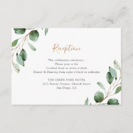 Cartão De Informações Recepção de Casamento de Greenery Elegante Eucalip