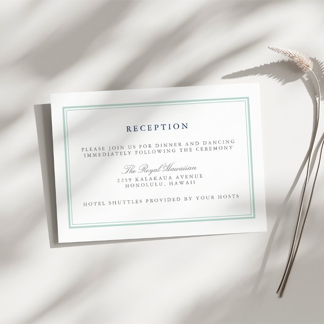 Cartão De Informações Recepção de casamento de guias de Seaglass (Criador carregado)