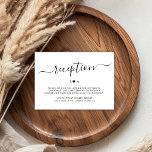 Cartão De Informações Recepção de casamento de Monograma de Coração de S<br><div class="desc">Placa de Recepção de casamento Simples,  Preta e Branco,  Simples e Minimalista,  com Letra Elegante. Monograma de casal,  entre um motivo cardíaco amoroso.</div>