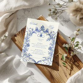 Cartão De Informações Recepção de casamento de Monograma Floral da Vinta