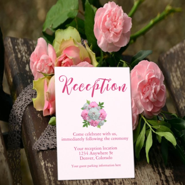 Cartão De Informações Recepção de casamento de Peony Buquê (Criador carregado)