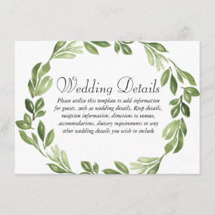 Cartão De Informações Recepção de Casamento de Primavera com Vegetação e