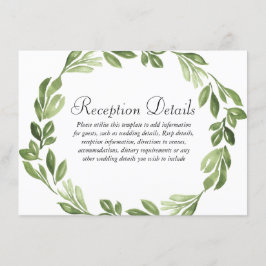 Cartão De Informações Recepção de Casamento de Primavera com Vegetação e