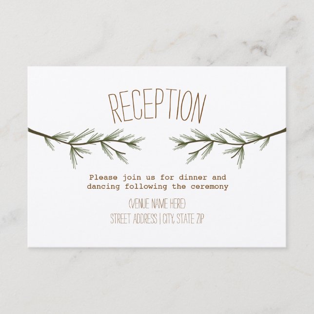 Cartão De Informações Recepção de Casamento de Ramos de Sempre-Verde Rús (Frente)