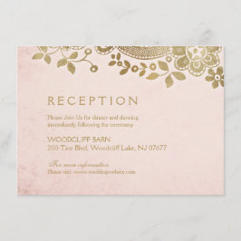 Cartão De Informações Recepção de casamento de renda vintage elegante co
