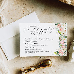 Cartão De Informações Recepção de casamento de Rodas Rosa Escamoteadas