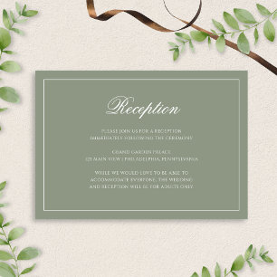 Cartão De Informações Recepção de casamento de Sage Verde e Script Branc