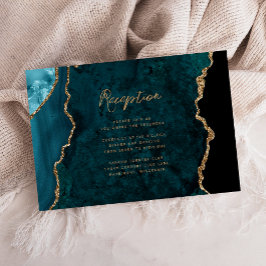 Cartão De Informações Recepção de casamento de Script de Agate Dourado A