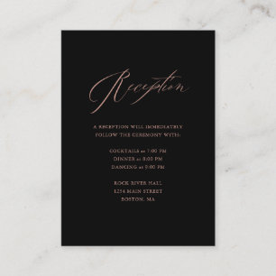 Cartão De Informações Recepção de casamento de Script Dourado Elegante R