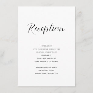 Cartão De Informações Recepção de casamento de Script Moderno Elegante