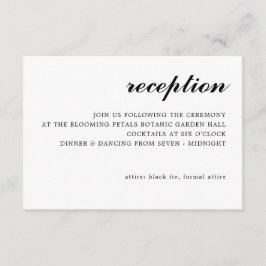 Cartão De Informações Recepção de casamento de Script Moderno Simples Pr