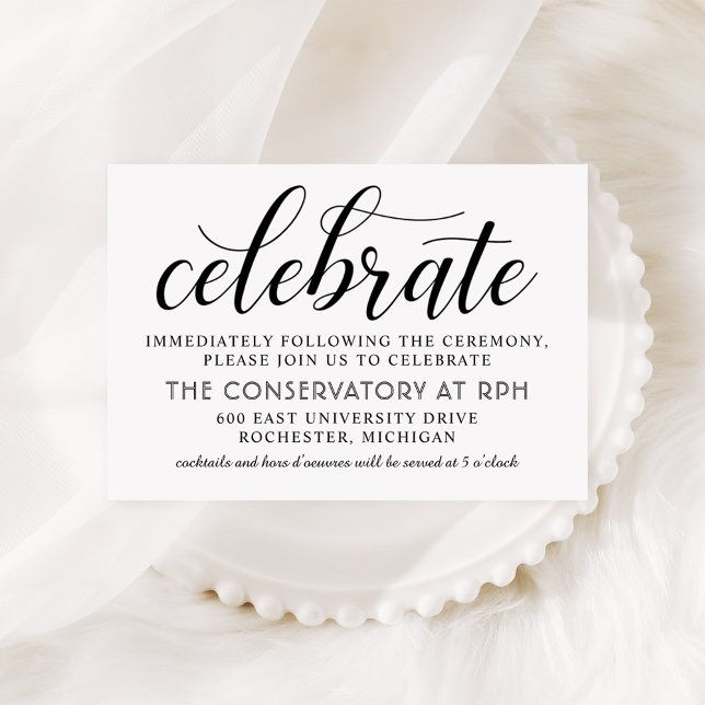 Cartão De Informações Recepção de casamento de Script Preto e Branco Mod (Criador carregado)