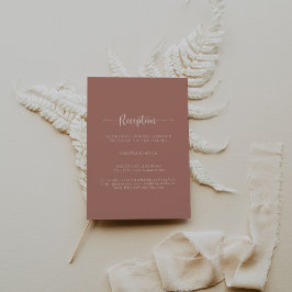 Cartão De Informações Recepção de Casamento de Terracota com Caligrafia 