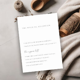 Cartão De Informações Recepção de casamento de tipografia mínima de pret