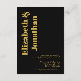 Cartão De Informações Recepção de casamento de tipografia minimalista