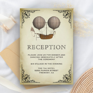 Cartão De Informações Recepção de casamento do Balão de Ar Quente do Nav