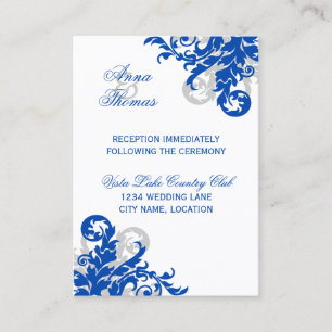 Cartão De Informações Recepção de casamento do Flourish da prata dos