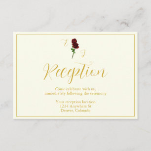 Cartão De Informações Recepção de casamento Dourada de marfim