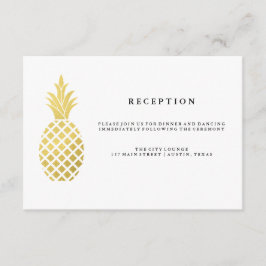 Cartão De Informações Recepção de Casamento Elegante Abacaxi Dourado
