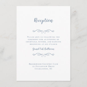 Cartão De Informações Recepção de Casamento Elegante Dusty Blue Chic