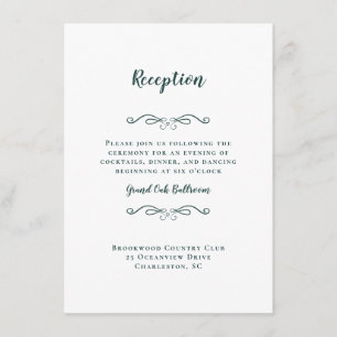 Cartão De Informações Recepção de Casamento Elegante Esmeralda Verde Bra