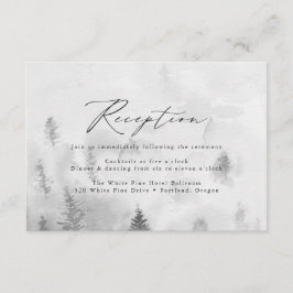 Cartão De Informações Recepção de Casamento Elegante Floresta de Inverno