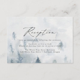 Cartão De Informações Recepção de Casamento Elegante Floresta de Inverno