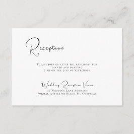 Cartão De Informações Recepção de Casamento Elegante Preto e Branco