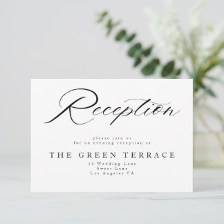 Cartão De Informações Recepção de casamento elegante preto e branco