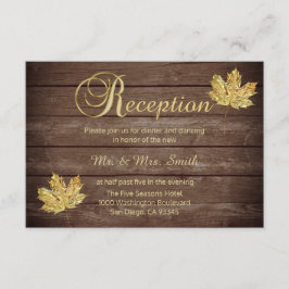 Cartão De Informações Recepção de Casamento Elegante Rústico de Outono n