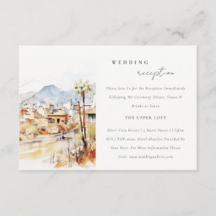 Cartão De Informações Recepção de Casamento em Aquarela de Tucson Arizon