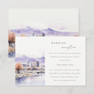 Cartão De Informações Recepção de Casamento em Paisagem de Aquarela em B