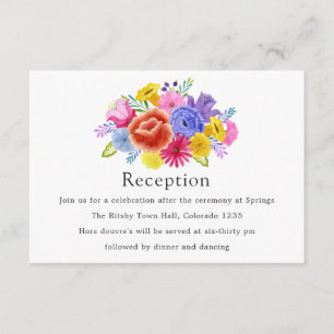 Cartão De Informações Recepção de Casamento Fiesta Mexicana Floral Aquar