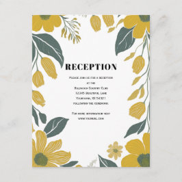 Cartão De Informações Recepção de casamento Floral Amarela