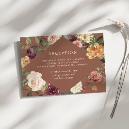 Cartão De Informações Recepção de Casamento Floral Aquarela Rustic Bloom